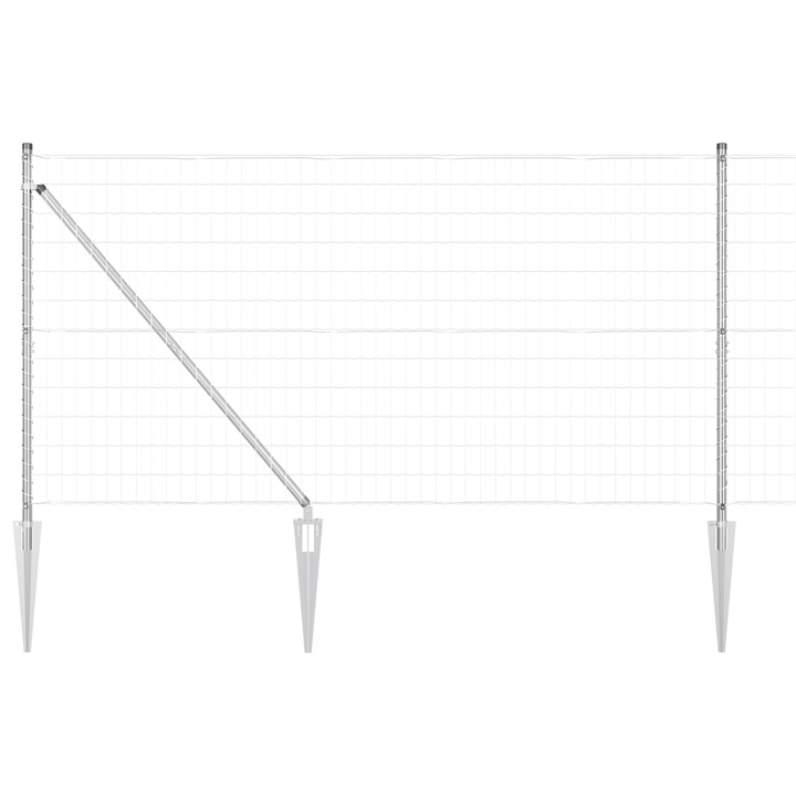 Gard Euro vidaXL, cu 7 Stalpi, in forma de varf 1.4x10 m, din otel galvanizat, 25.8 kg