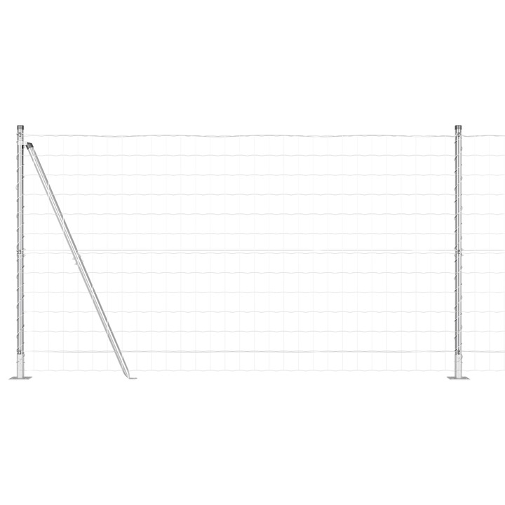 Gard Euro vidaXL, cu 7 Stalpi Flansati 1.2x10 m, Otel Galvanizat, 17.15 kg