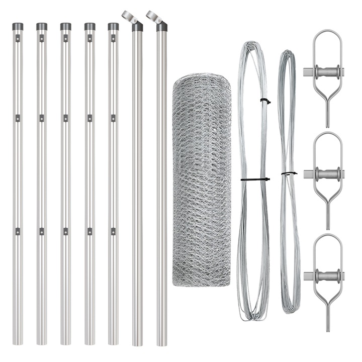 Gard hexagonal vidaXL, 0.8x10 m, din otel galvanizat, 9.1 kg