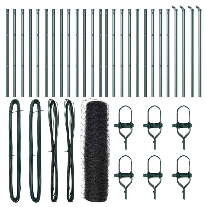 Gard Hexagonal Gri vidaXL, 0,8x50 m, Otel, 19.69 kg