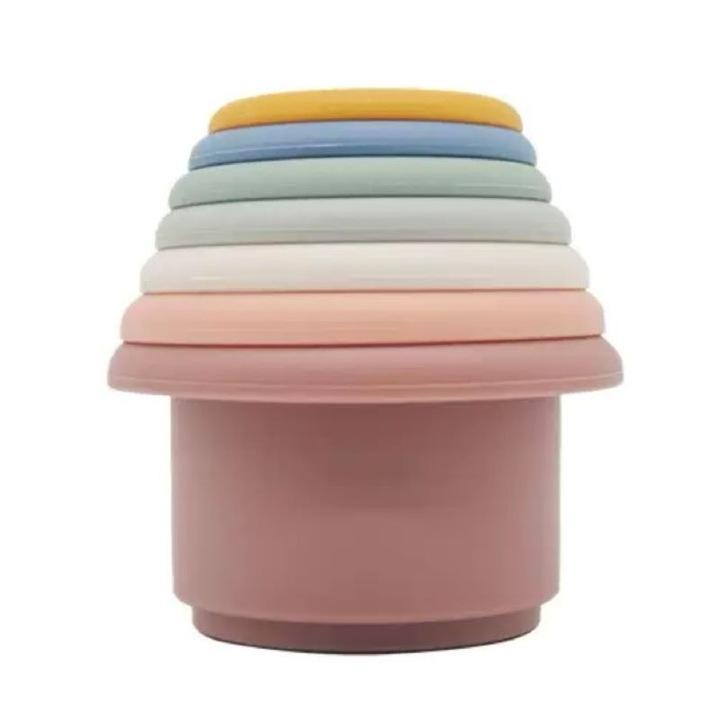 Cupe de stivuit pentru bebelusi, jocuri educative, multicolor, Jucarie educativa Montessori, potrivita pentru copii cu varsta cuprinsa intre 1 si 3 ani