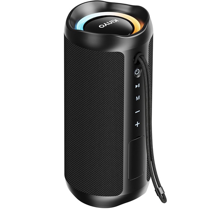Boxa portabila Bluetooth, Rqiurpn, 30W, 48 ore autonomie, impermeabil IP67, lumini RGB, Conexiune USB, Card SD, Maner Transport, negru