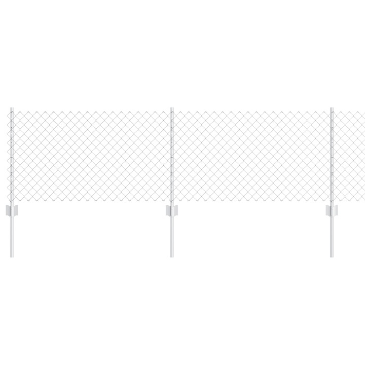 Gard din Lant vidaXL, cu 10 Stalpi, U Argintiu 0.6x10 m, Otel, 11.31 kg