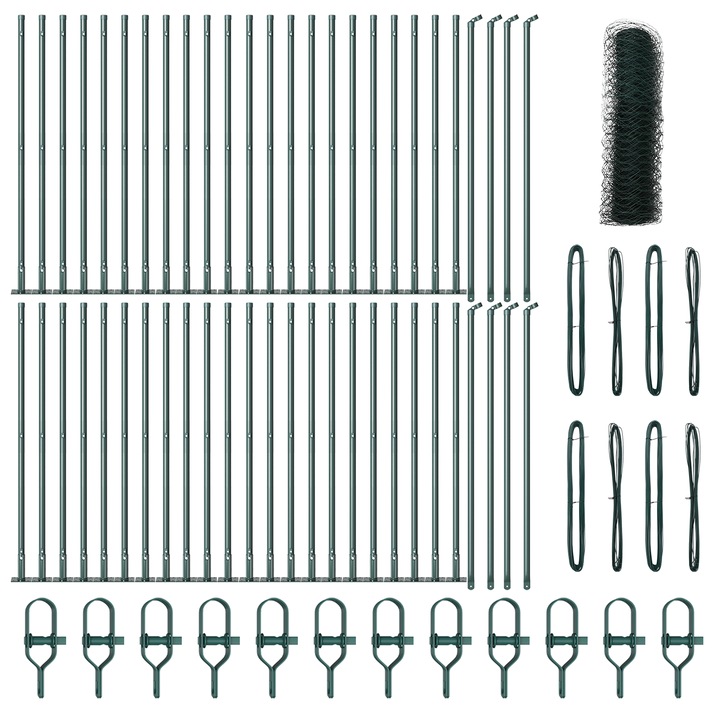 Gard Hexagon vidaXL, Verde, 1x100 m, Otel, 34.55 kg