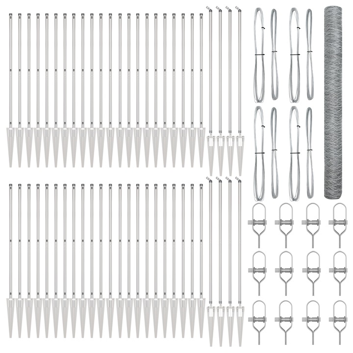 Plasa Hexagonala vidaXL, 1.6x100 m, Otel Galvanizat, 45 kg