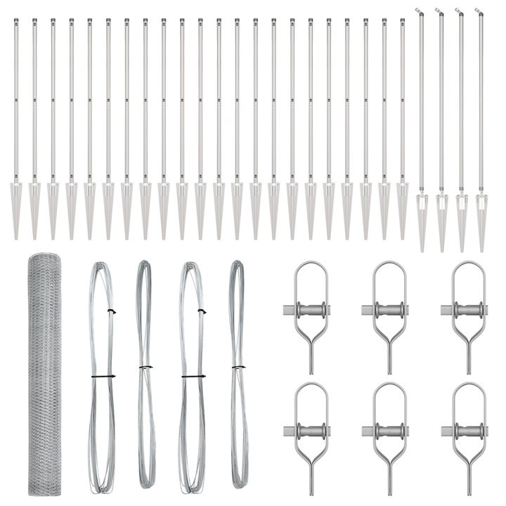 Poarta hexagonala vidaXL, 1.2x50 m, din otel galvanizat, 42.7 kg