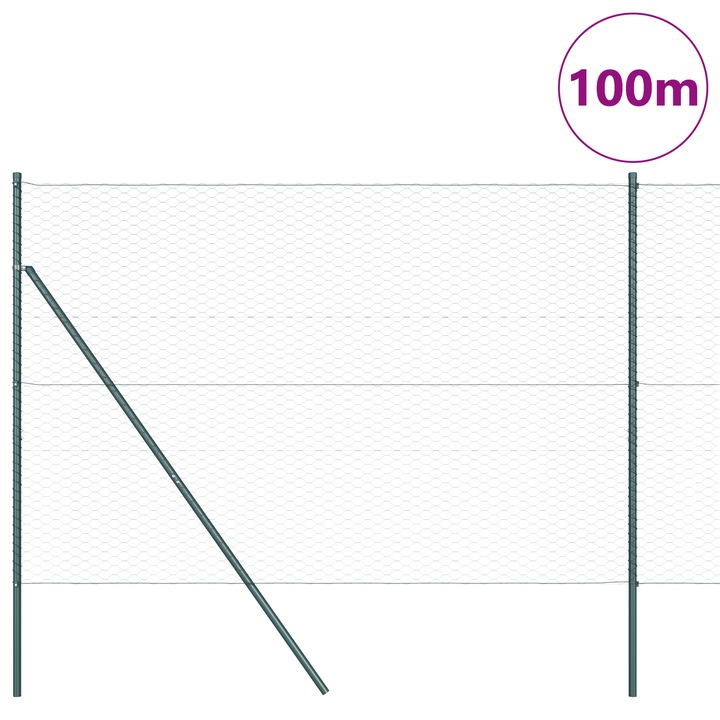 Imprejmuire Hexagonala vidaXL, Gri, 1.5x100 m, Otel, 44.3 kg
