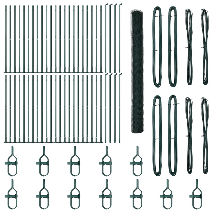 Gard hexagonal vidaXL, Verde, 1.6x100 m, Otel, 44.8 kg
