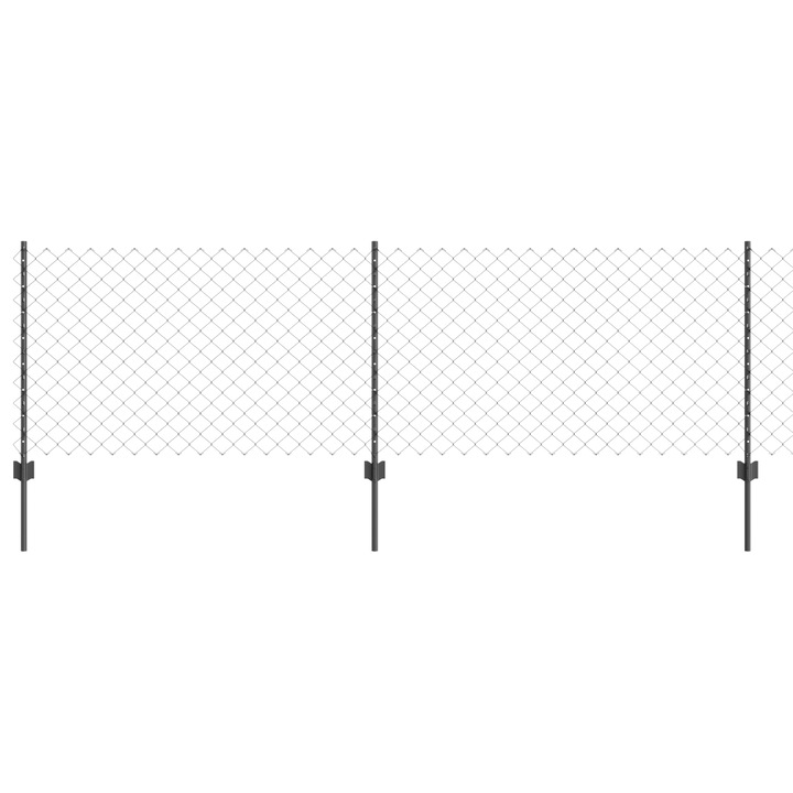 Ingradire din Lant vidaXL, cu 10 Posturi U Gri, 0.8x10 m, Otel, 8.98 kg
