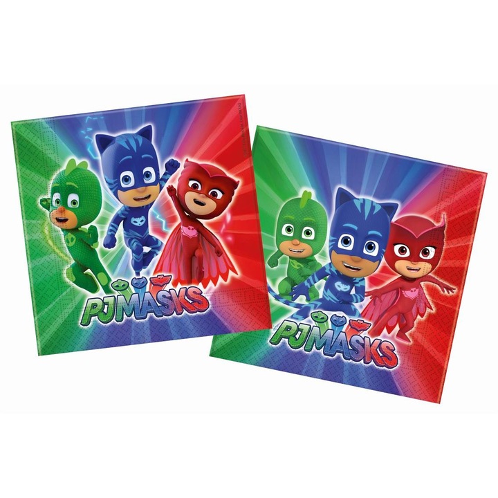 PJ Masks papírszalvéta szett, 20 darabos, 33x33cm, többszínű