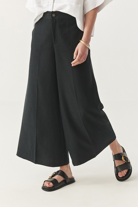 Tatuum, Pantaloni culottes din lyocell si in, Negru