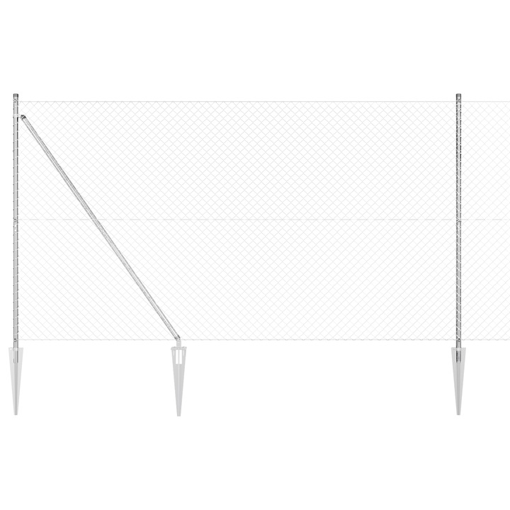 Set de Stalpi de Gard vidaXL, Argintiu 10 x 1.6 m, Otel galvanizat, 37.05 kg