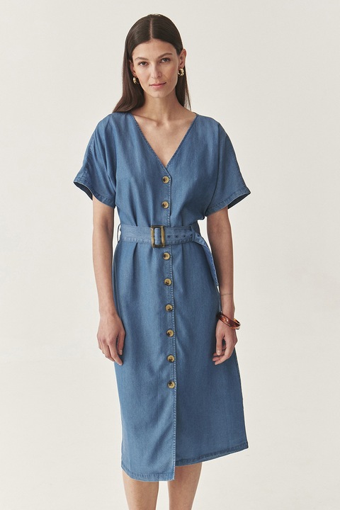 Tatuum, Rochie midi din lyocell, Albastru deschis