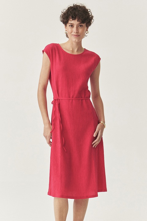 Tatuum, Rochie din amestec de lyocell cu cordon in talie, Rosu
