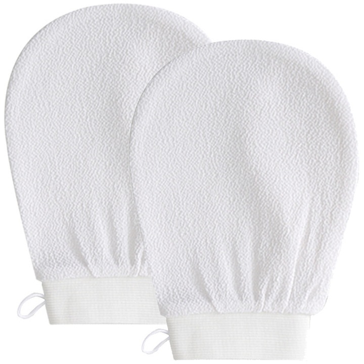 2 db-os MDUG testradír kesztyű szett, vegán, barnulás eltávolítására és keratosis pilarisra, fehér, 100% viszkóz