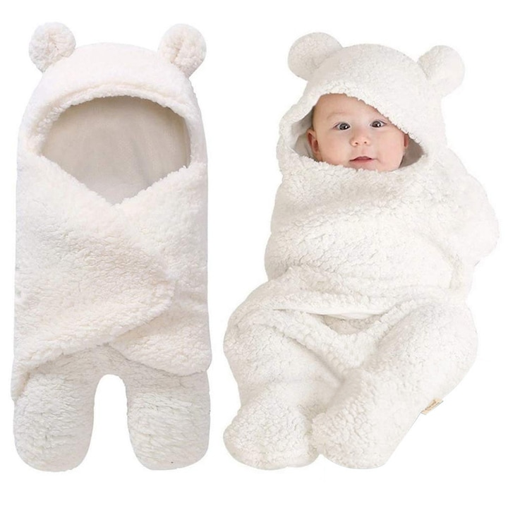 Patura Purtator pentru Bebelusi | Esentiala Plus Ultra-Moale 0-6 Luni | Panza infasatoare Alba | Cadou Premium pentru Noutati Nascute si Accesoriu Baietei | Ideala pentru Baby Shower Fetite