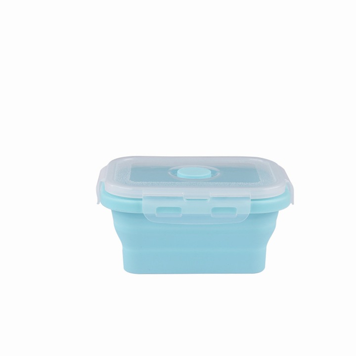 Cutie alimentara pliabila din silicon, 350ml, albastra, reutilizabila
