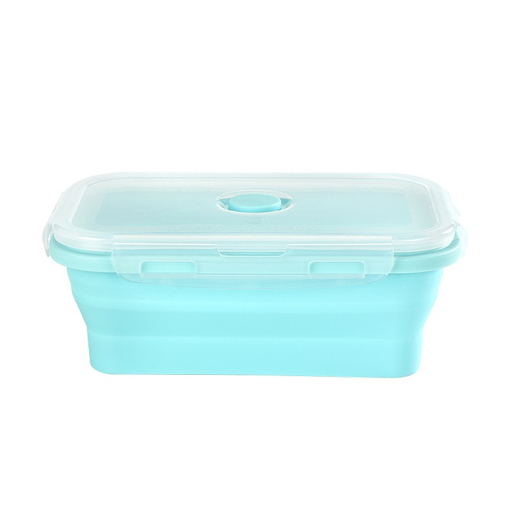 Cutie alimentara pliabila din silicon 1200ml albastru