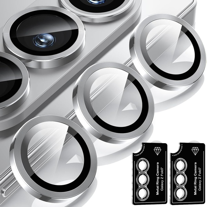 Комплект от 2 протектора за камера MDUG, закалено стъкло 9H, против надраскване, сребрист, за Samsung Galaxy Z Fold7