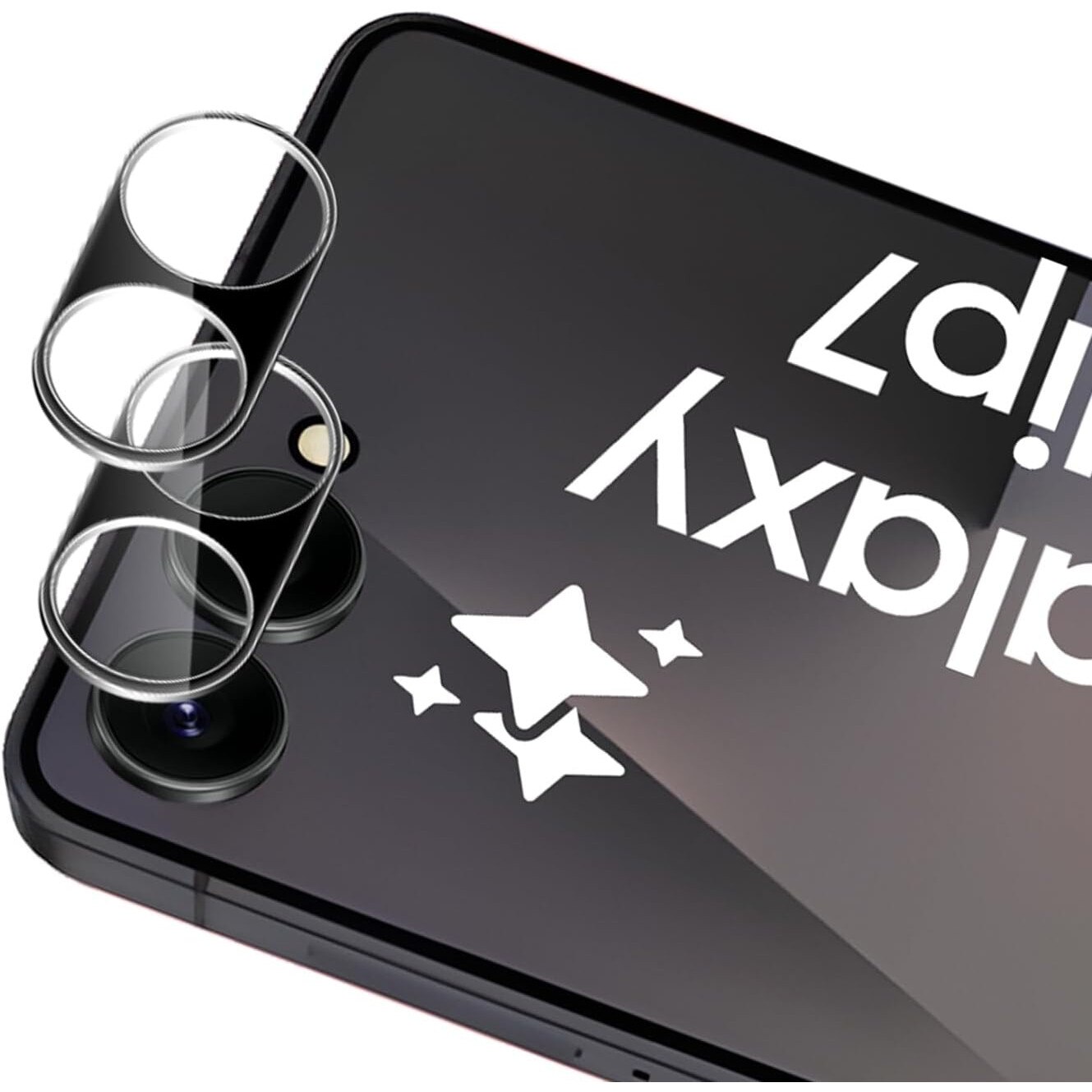 Set 2 folii de protectie din sticla temperata, MDUG, 9H, HD, pentru Samsung Galaxy Z Flip7, negru