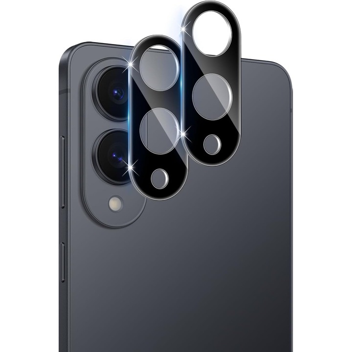 Set 2 folii de protectie din sticla temperata, MDUG, 9H duritate, negru, pentru Samsung Galaxy S25 Edge