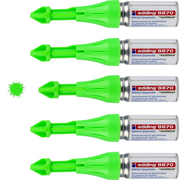 Edding 8870 szórófejes marker, 5 darabos készlet, többszínű, fúráshoz, fluoreszkáló festék