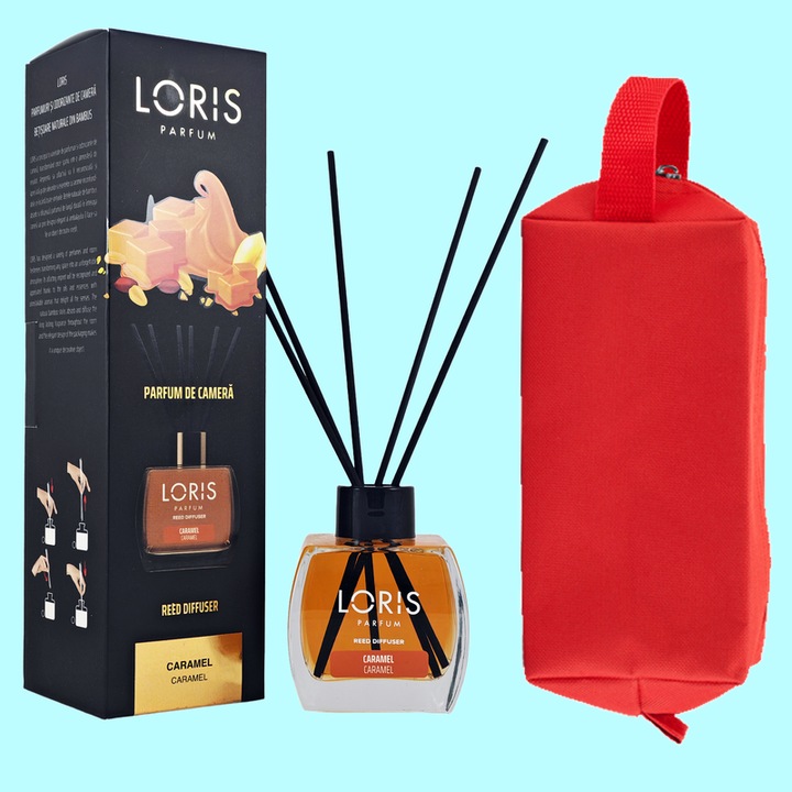 Set parfum odorizat de camera cu betisoare parfumate, miros placut persistent, LORIS PARFUM, esenta CARAMEL, 120 ml, cu gentuta cosmetice parfumuri