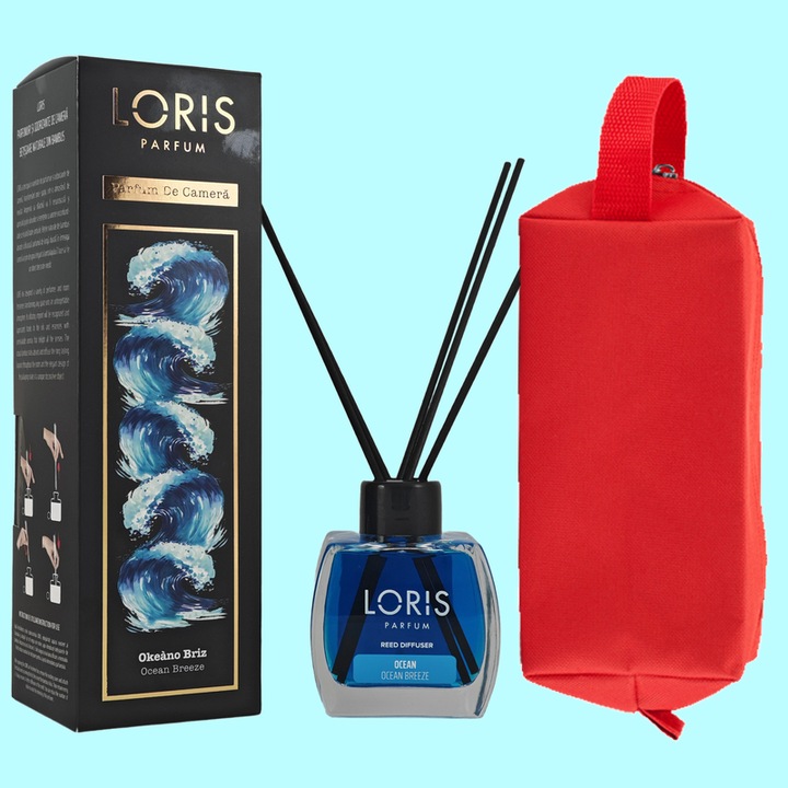 Set parfum odorizat de camera cu betisoare parfumate, miros placut persistent, LORIS PARFUM, esenta OCEAN, 120 ml, cu gentuta cosmetice parfumuri