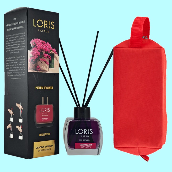 Set parfum odorizat de camera cu betisoare parfumate, miros placut persistent, LORIS PARFUM, esenta GRADINA SECRETA, 120 ml, cu gentuta cosmetice parfumuri