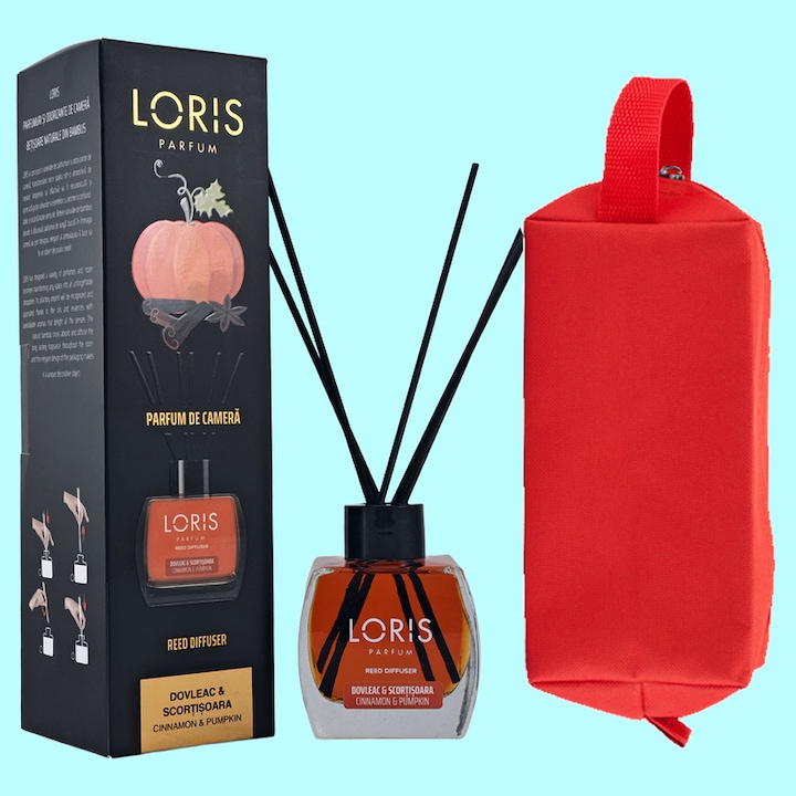 Set parfum odorizat de camera cu betisoare parfumate, miros placut persistent, LORIS PARFUM, esenta DOVLEAC SI SCORTISOARA, 120 ml, cu gentuta cosmetice parfumuri
