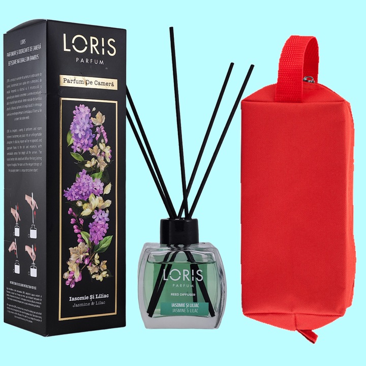 Set parfum odorizat de camera cu betisoare parfumate, miros placut persistent, LORIS PARFUM, esenta IASOMIE SI LILIAC, 120 ml, cu gentuta cosmetice parfumuri
