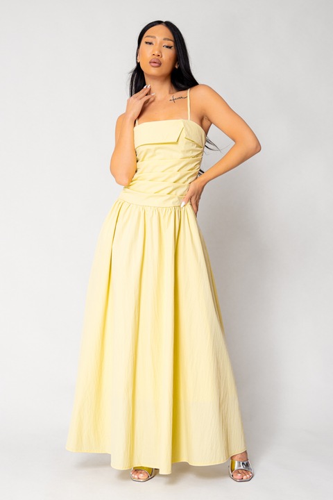 Rochie lunga cu bretele Light Yellow 17840, Galben deschis