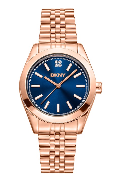 DKNY, Ceas analog cu cristale pe cadran, Auriu rose