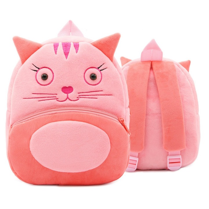 Ghiozdan Gradinita pentru Copii prescolari WePro Store, Model Pisica Roz, plus, 26x24x10