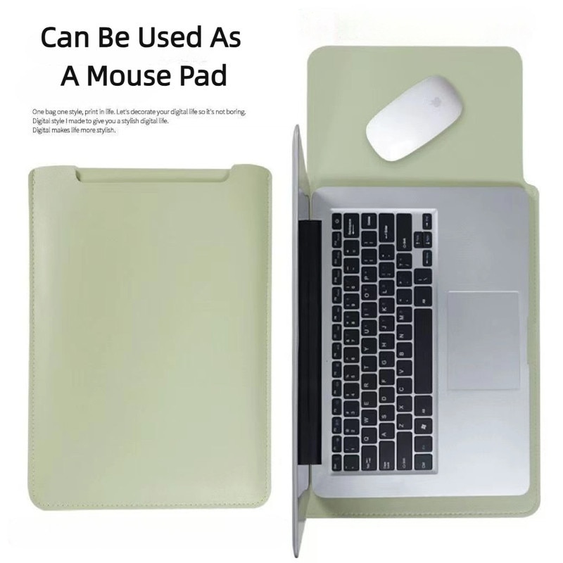 Husa laptop 14", verde, cu mousepad si buzunar pentru accesorii, protectie militara, pentru MacBook Air/Pro si alte laptopuri de 13-14 inch