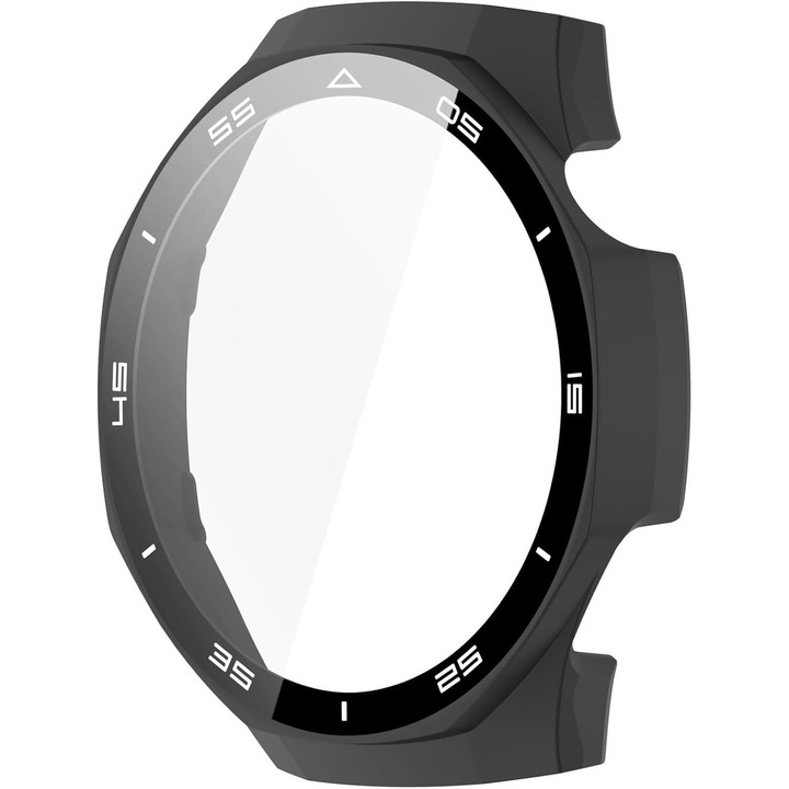 Carcasa de protectie pentru Huawei Watch GT5 Pro 46mm cu sticla securizata – Husa PC cu ecran tactil, accesoriu smartwatch, Negru
