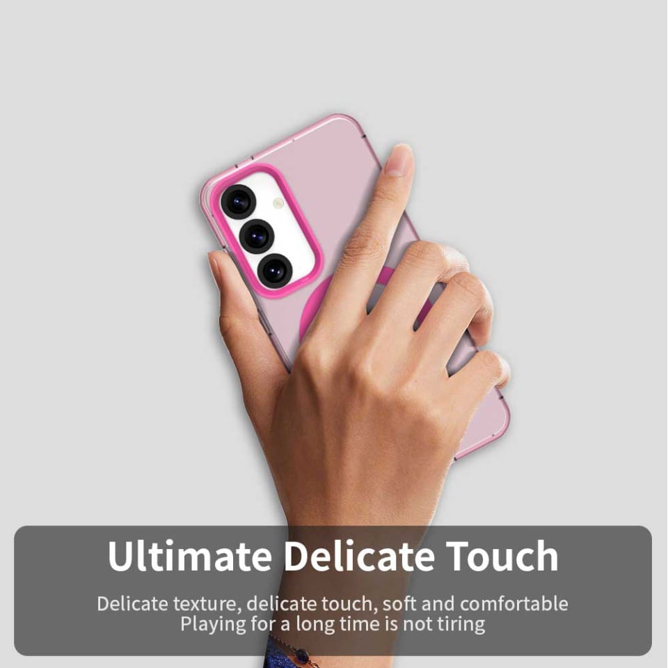 Husa pentru Samsung Galaxy S24 Plus / Galaxy S25 Plus, SKYDDAR INOVATION, CandyCase, Magsafe, set cu sticker, Roz