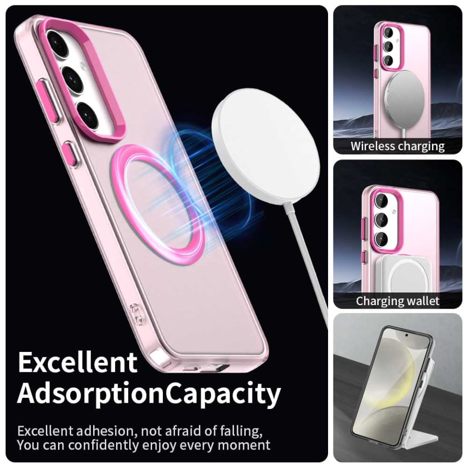 Husa pentru Samsung Galaxy S24 Plus / Galaxy S25 Plus, SKYDDAR INOVATION, CandyCase, Magsafe, set cu sticker, Roz