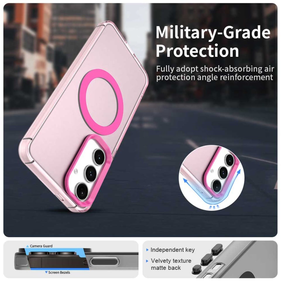 Husa pentru Samsung Galaxy S24 Plus / Galaxy S25 Plus, SKYDDAR INOVATION, CandyCase, Magsafe, set cu sticker, Roz