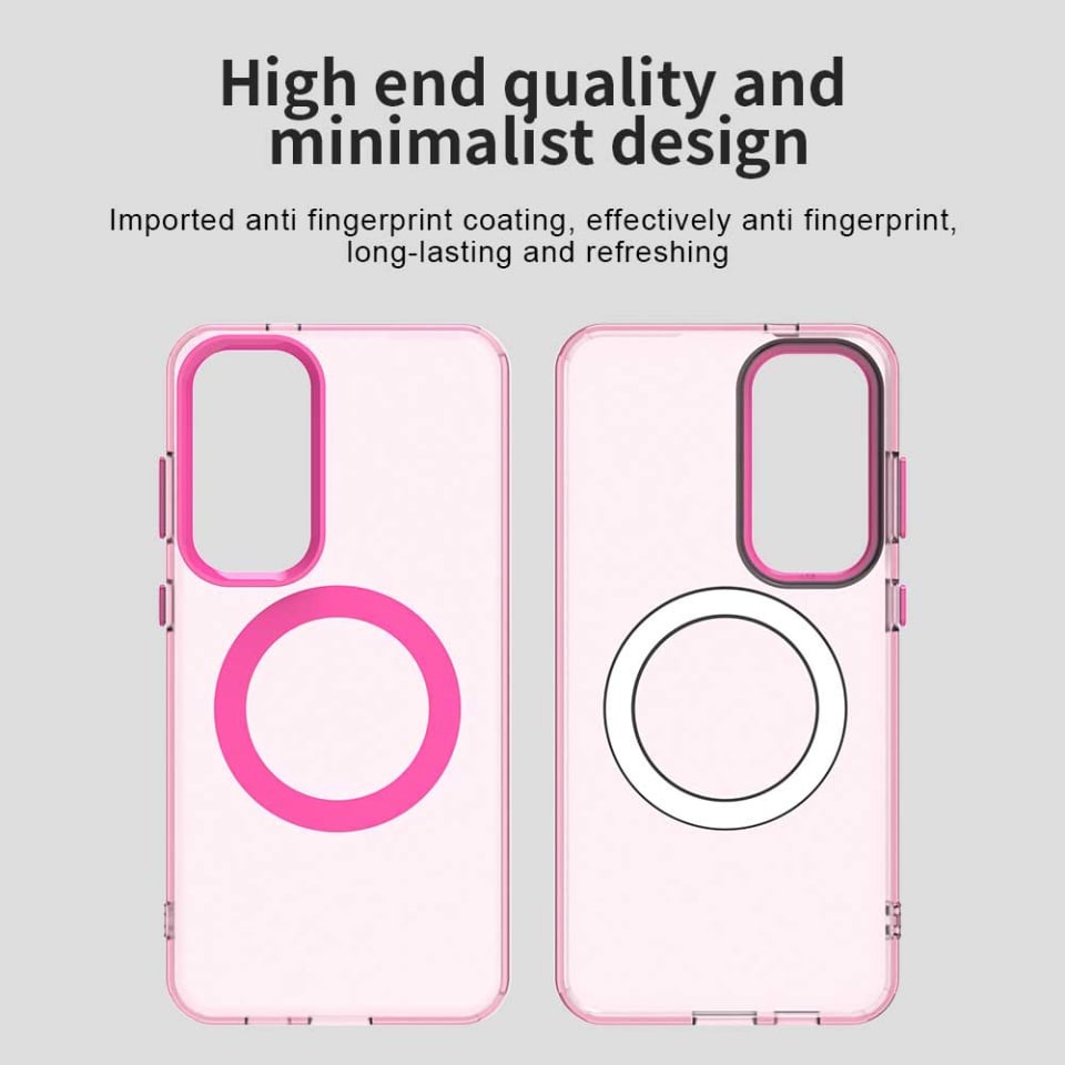 Husa pentru Samsung Galaxy S24 Plus / Galaxy S25 Plus, SKYDDAR INOVATION, CandyCase, Magsafe, set cu sticker, Roz