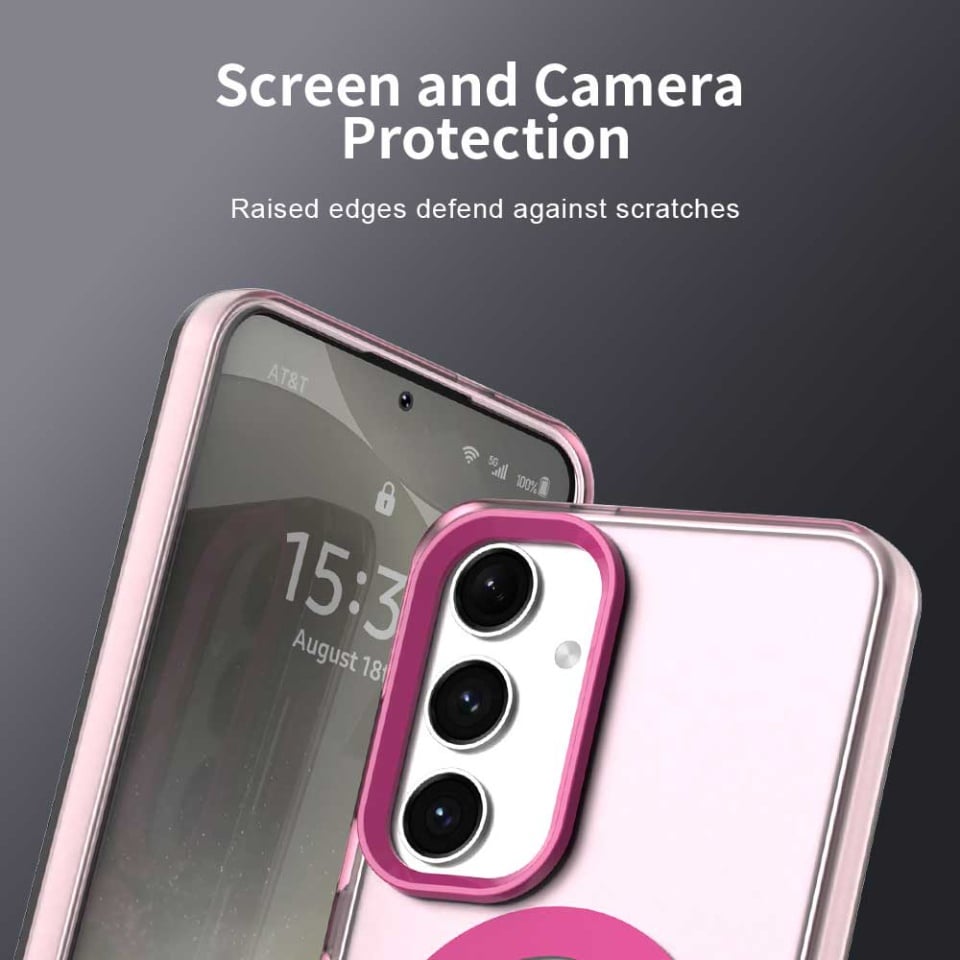 Husa pentru Samsung Galaxy S24 Plus / Galaxy S25 Plus, SKYDDAR INOVATION, CandyCase, Magsafe, set cu sticker, Roz