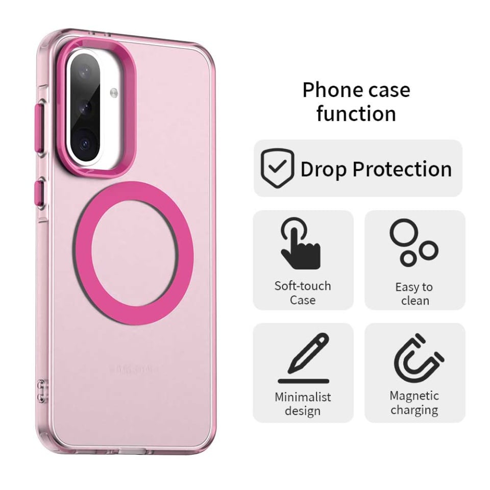 Husa pentru Samsung Galaxy A56 5G, SKYDDAR INOVATION, CandyCase, Magsafe, set cu sticker, Roz