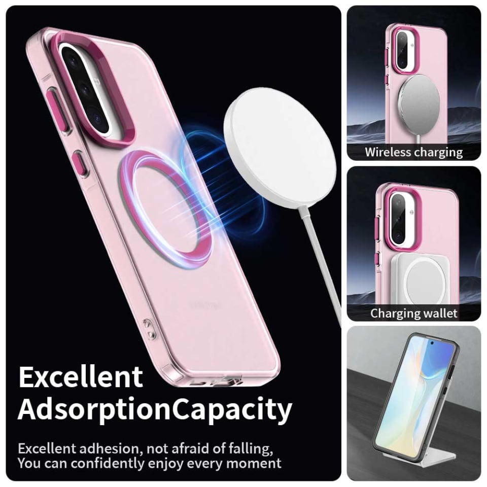 Husa pentru Samsung Galaxy A56 5G, SKYDDAR INOVATION, CandyCase, Magsafe, set cu sticker, Roz