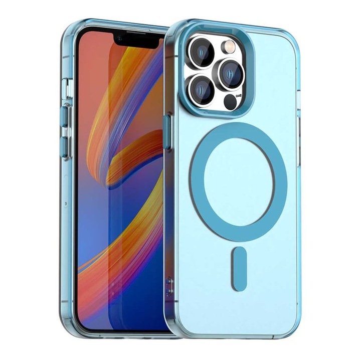 Husa pentru iPhone 12 Pro Max, SKYDDAR INOVATION, CandyCase, Magsafe, set cu sticker, Albastru