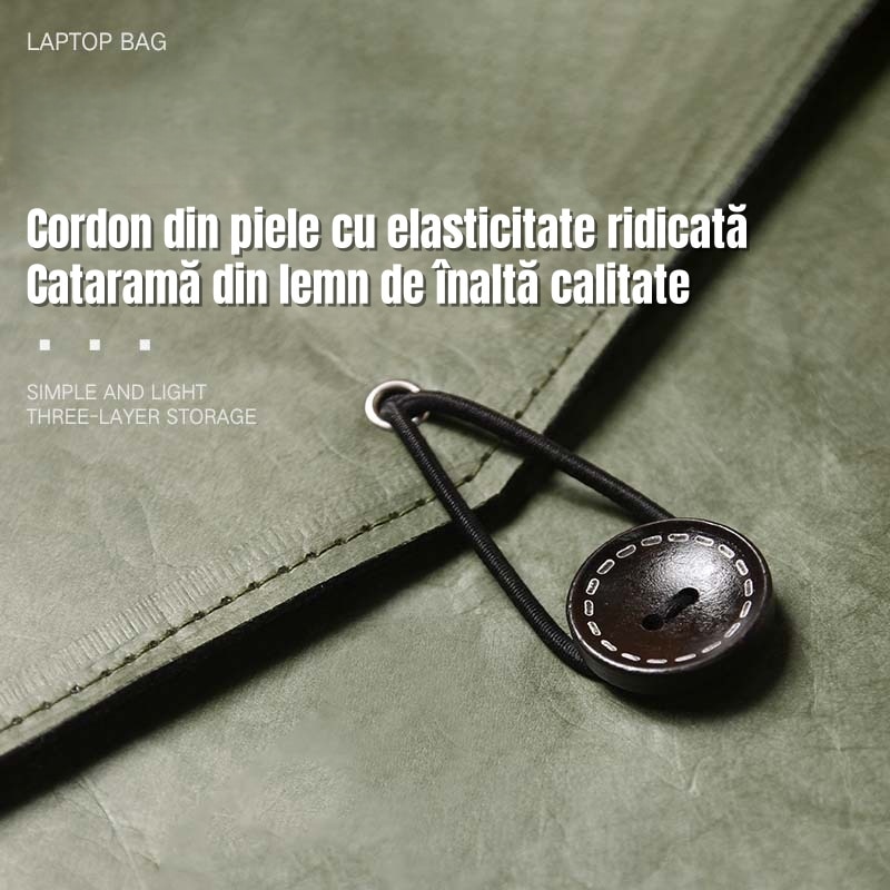 Geanta pentru laptop, 15/16 inch, subtire si usoara, eleganta si versatila, impermeabila si rezistenta la uzura, 38x26cm, verde masliniu