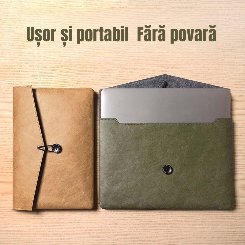 Geanta pentru laptop, 15/16 inch, subtire si usoara, eleganta si versatila, impermeabila si rezistenta la uzura, 38x26cm, verde masliniu