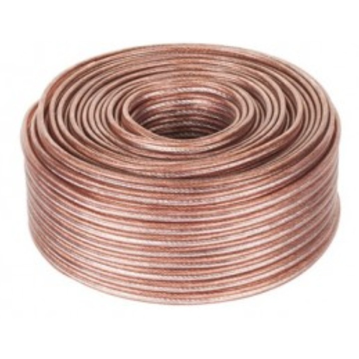 Cablu pentru boxe transparent 10 m diametru 2x0, 5 mm