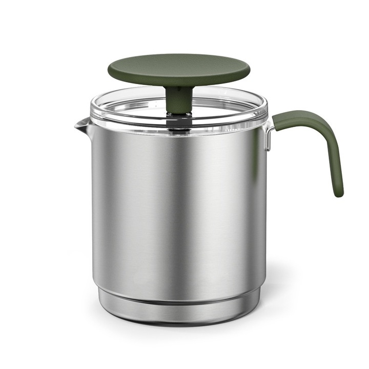 Cana pentru spumarea laptelui presata manual, 60 ml, otel inoxidabil, potrivita pentru latte, cappuccino, mocha, macchiato si lapte pur, usor de curatat, 6, 7x9, 8x11, 5 mm, verde
