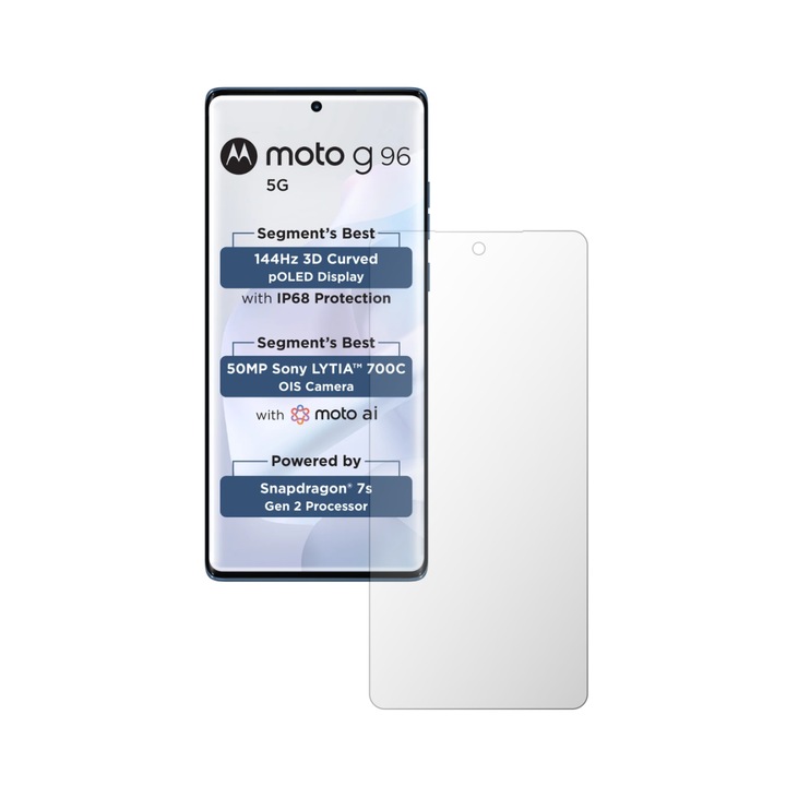 iSkinz Саморегенериращ се протектор за екран за Motorola Moto G96 - подходящ за калъф, невидим Skinz UHD, ултра прозрачен силикон с пълно покритие, лепен и гъвкав