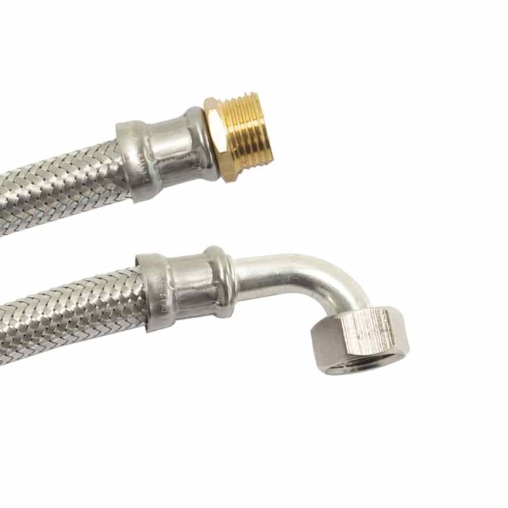 Furtun Blindat 1/2 oll, Furtun Flexibil Inox, Racord Flexibil Apa, 800mm